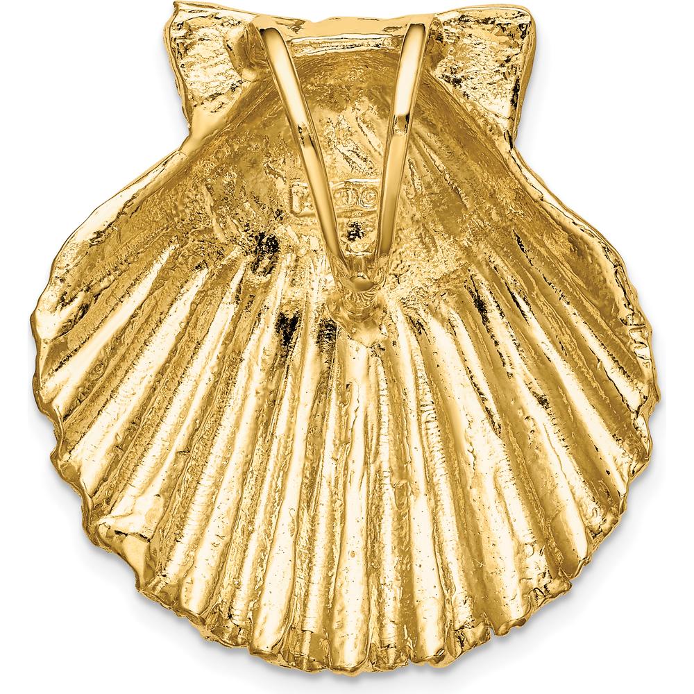 14K Yellow Gold Scallop Shell Omega Slide Pendant - Fits Up to 10mm Omega by Oro Pregiato