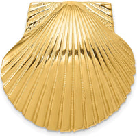 14K Yellow Gold Scallop Shell Omega Slide Pendant - Polished & Textured Design by Oro Pregiato
