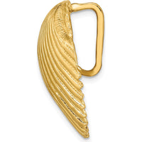 14K Yellow Gold Scallop Shell Omega Slide Pendant - Polished & Textured Design by Oro Pregiato