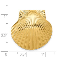 14K Yellow Gold Scallop Shell Omega Slide Pendant - Polished & Textured Design by Oro Pregiato