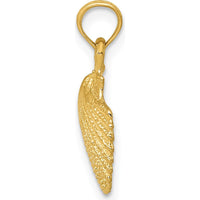 14K Yellow Gold Scallop Shell Pendant with Textured Finish - 19mm Length by Oro Pregiato