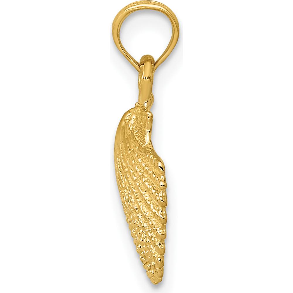14K Yellow Gold Scallop Shell Pendant with Textured Finish - 19mm Length by Oro Pregiato