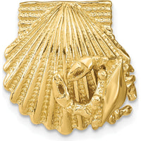14K Yellow Gold Scallop Shell with Crab Omega Slide Pendant - Polished Finish by 0