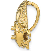 14K Yellow Gold Scallop Shell with Crab Omega Slide Pendant - Polished Finish by 0