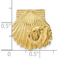 14K Yellow Gold Scallop Shell with Crab Omega Slide Pendant - Polished Finish by 0
