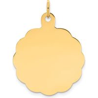14K Yellow Gold Scalloped Disc Charm - Engravable Personalized Pendant by Oro Pregiato