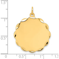 14K Yellow Gold Scalloped Disc Charm with Diamond-Cut Detailing - Engravable Personalized Pendant by Oro Pregiato