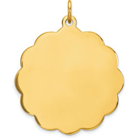 14K Yellow Gold Scalloped Engravable Disc Charm Pendant - 31mm by Oro Pregiato