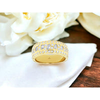 14K Yellow Gold Scatter Set Band with Round and Pear Cut Diamonds - 0.98 Carat Total Diamond Weight - Royal Jewelry