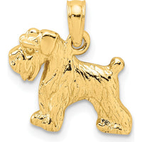 14K Yellow Gold Schnauzer Dog Pendant - Polished Textured Charm by Oro Pregiato