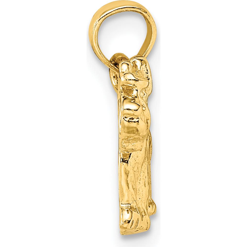 14K Yellow Gold Schnauzer Dog Pendant - Polished Textured Charm by Oro Pregiato