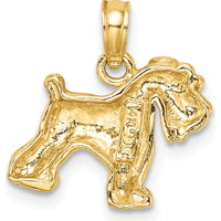 14K Yellow Gold Schnauzer Dog Pendant - Polished Textured Charm by Oro Pregiato
