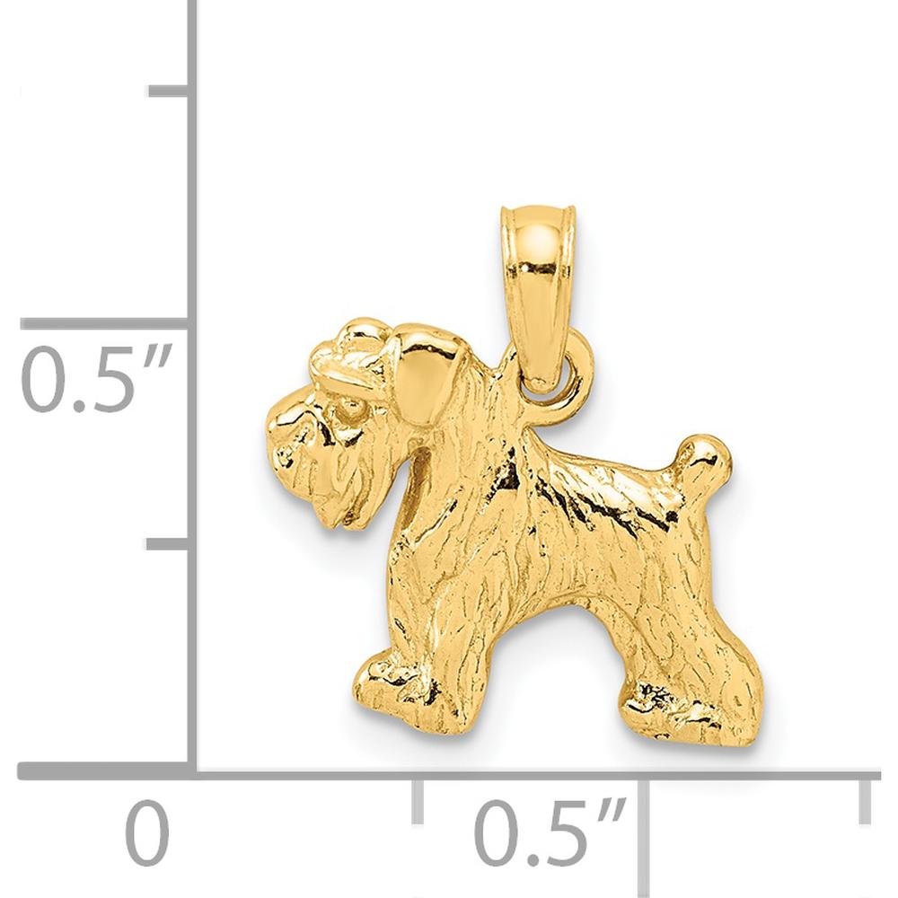 14K Yellow Gold Schnauzer Dog Pendant - Polished Textured Charm by Oro Pregiato