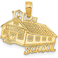 14K Yellow Gold School House Pendant with Textured Detail by Oro Pregiato