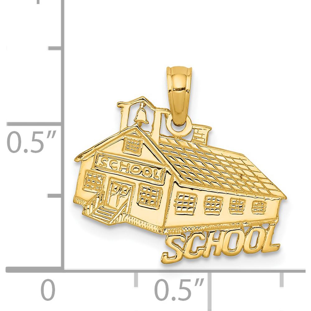 14K Yellow Gold School House Pendant with Textured Detail by Oro Pregiato