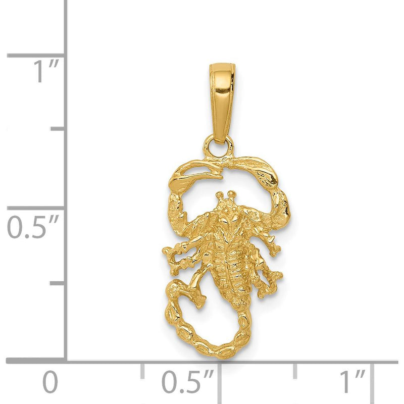 14K Yellow Gold Scorpion Charm Pendant - 24.5mm Length by Oro Pregiato