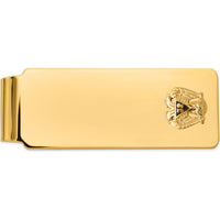 14K Yellow Gold Scottish Rite Masonic Money Clip with Polished and Textured Finish - Medium Size by IBGoodman