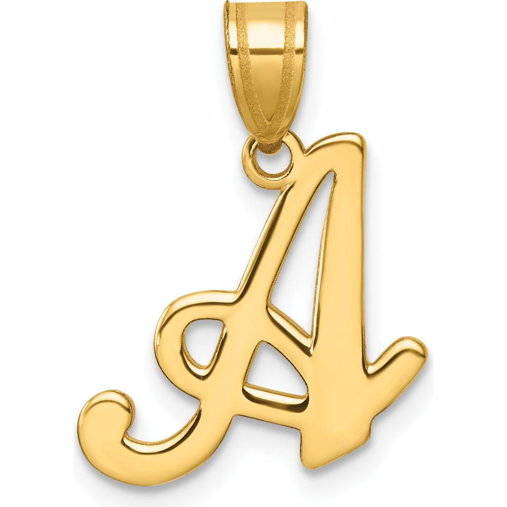 14K Yellow Gold Script Letter A Initial Pendant - Personalized Charm by Oro Pregiato