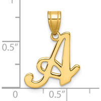 14K Yellow Gold Script Letter A Initial Pendant - Personalized Charm by Oro Pregiato