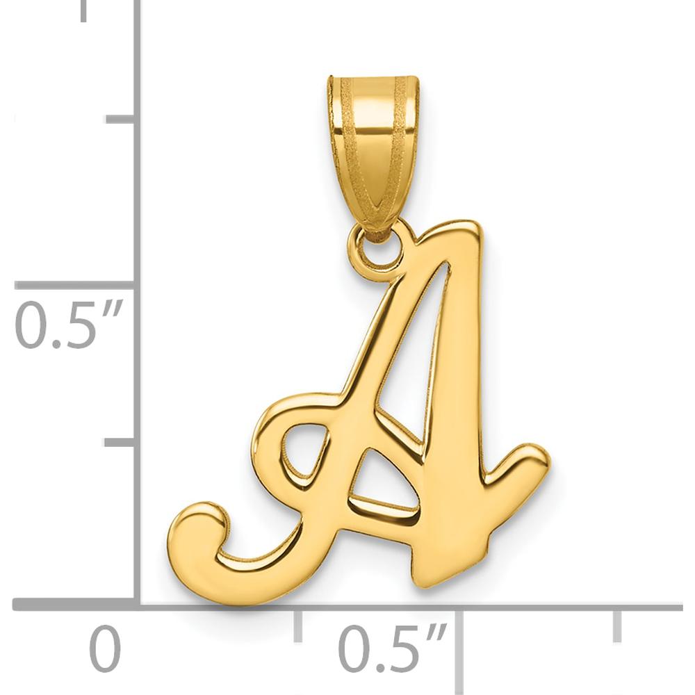 14K Yellow Gold Script Letter A Initial Pendant - Personalized Charm by Oro Pregiato