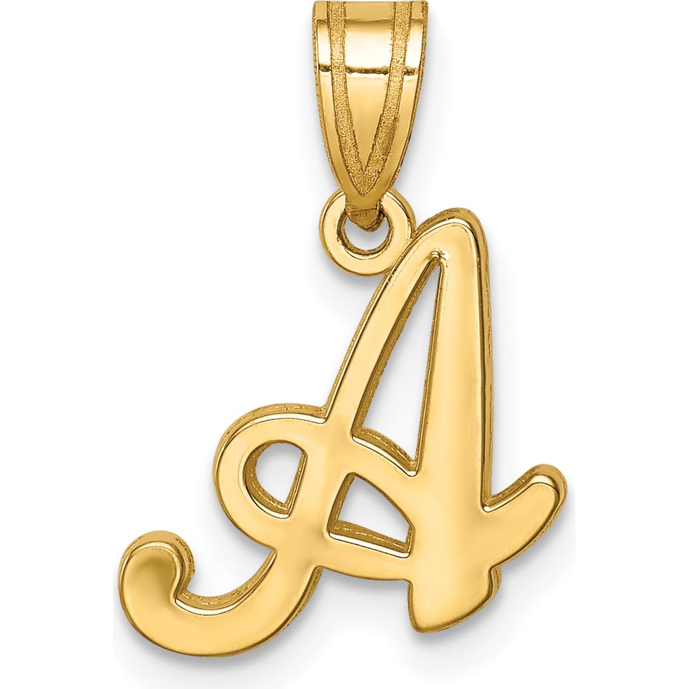 14K Yellow Gold Script Letter "A" Initial Pendant - Polished Finish 13.83mm Length by Oro Pregiato