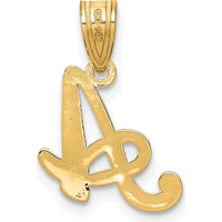 14K Yellow Gold Script Letter "A" Initial Pendant - Polished Finish 13.83mm Length by Oro Pregiato