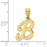 14K Yellow Gold Script Letter B Initial Pendant - Elegant Polished Charm by Oro Pregiato