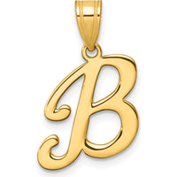 14K Yellow Gold Script Letter B Pendant - Personalized Gold Charm by Oro Pregiato