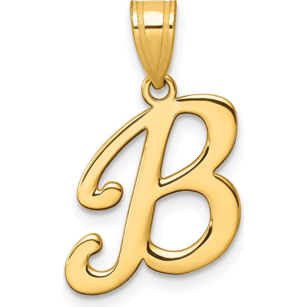 14K Yellow Gold Script Letter B Pendant - Personalized Gold Charm by Oro Pregiato