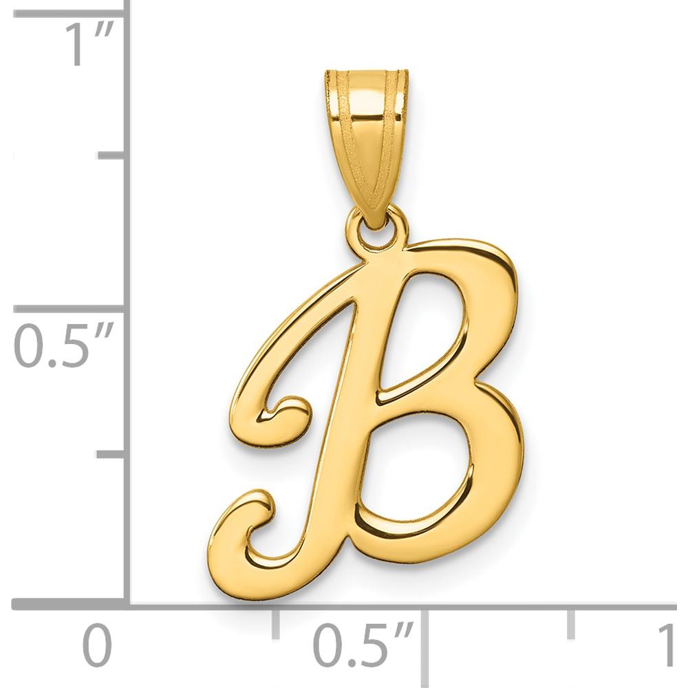 14K Yellow Gold Script Letter B Pendant - Personalized Gold Charm by Oro Pregiato