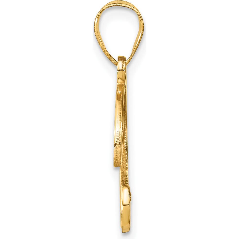 14K Yellow Gold Script Letter B Pendant with Round Diamond - 0.01 Carat Diamond Weight by Oro Pregiato