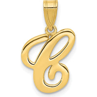 14K Yellow Gold Script Letter C Initial Pendant by Oro Pregiato