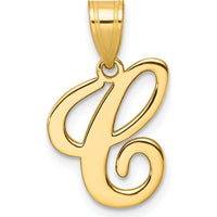 14K Yellow Gold Script Letter C Pendant - Personalized Initial Necklace by Oro Pregiato