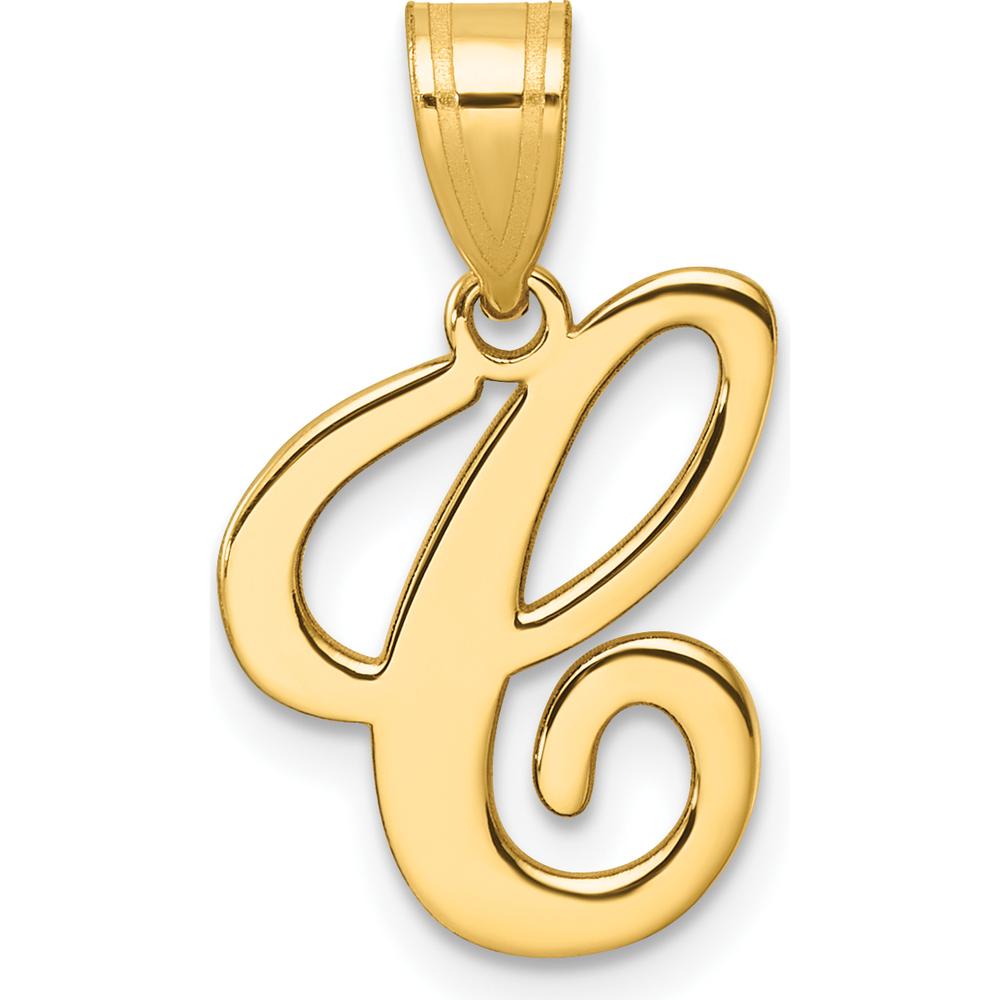 14K Yellow Gold Script Letter C Pendant - Personalized Initial Necklace by Oro Pregiato