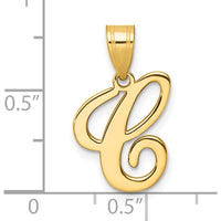 14K Yellow Gold Script Letter C Pendant - Personalized Initial Necklace by Oro Pregiato