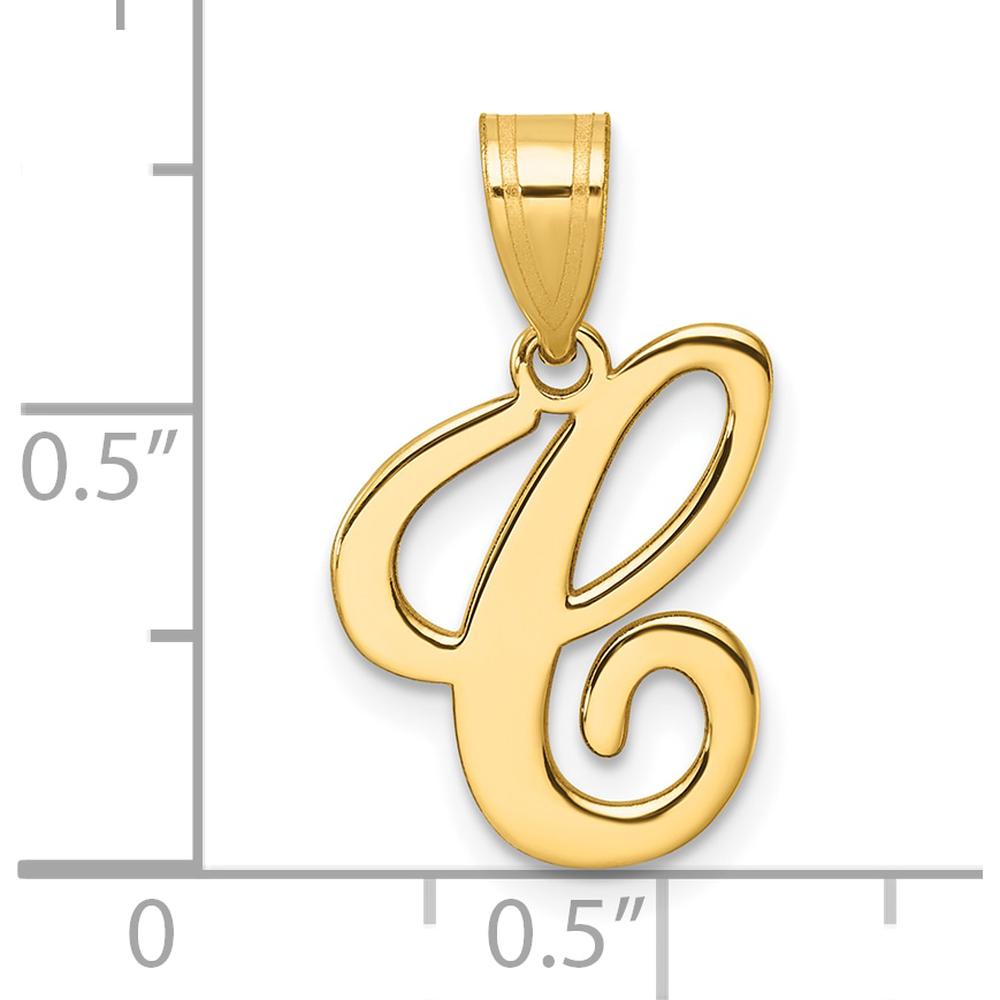 14K Yellow Gold Script Letter C Pendant - Personalized Initial Necklace by Oro Pregiato