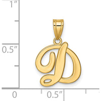 14K Yellow Gold Script Letter D Initial Pendant - Personalized Gold Jewelry by Oro Pregiato