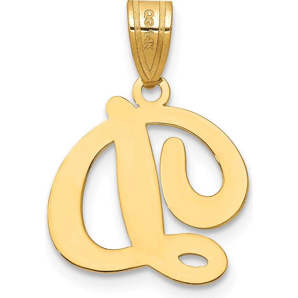 14K Yellow Gold Script Letter D Initial Pendant - Personalized Gold Jewelry by Oro Pregiato
