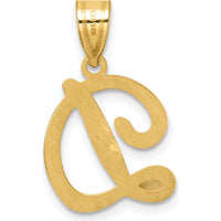 14K Yellow Gold Script Letter D Initial Pendant - Personalized Solid Gold Charm by Oro Pregiato