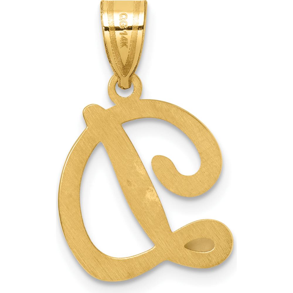 14K Yellow Gold Script Letter D Initial Pendant - Personalized Solid Gold Charm by Oro Pregiato