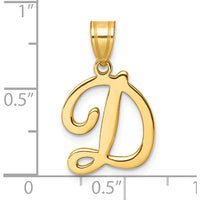 14K Yellow Gold Script Letter D Initial Pendant - Personalized Solid Gold Charm by Oro Pregiato