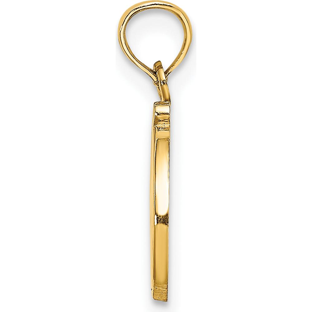 14K Yellow Gold Script Letter D Initial Pendant - Polished Finish by Oro Pregiato