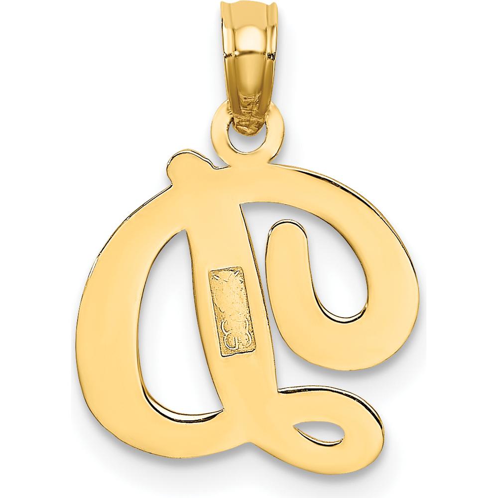 14K Yellow Gold Script Letter D Initial Pendant - Polished Finish by Oro Pregiato