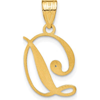 14K Yellow Gold Script Letter D Initial Pendant with Diamond - 0.01 Carat Total Diamond Weight by Oro Pregiato