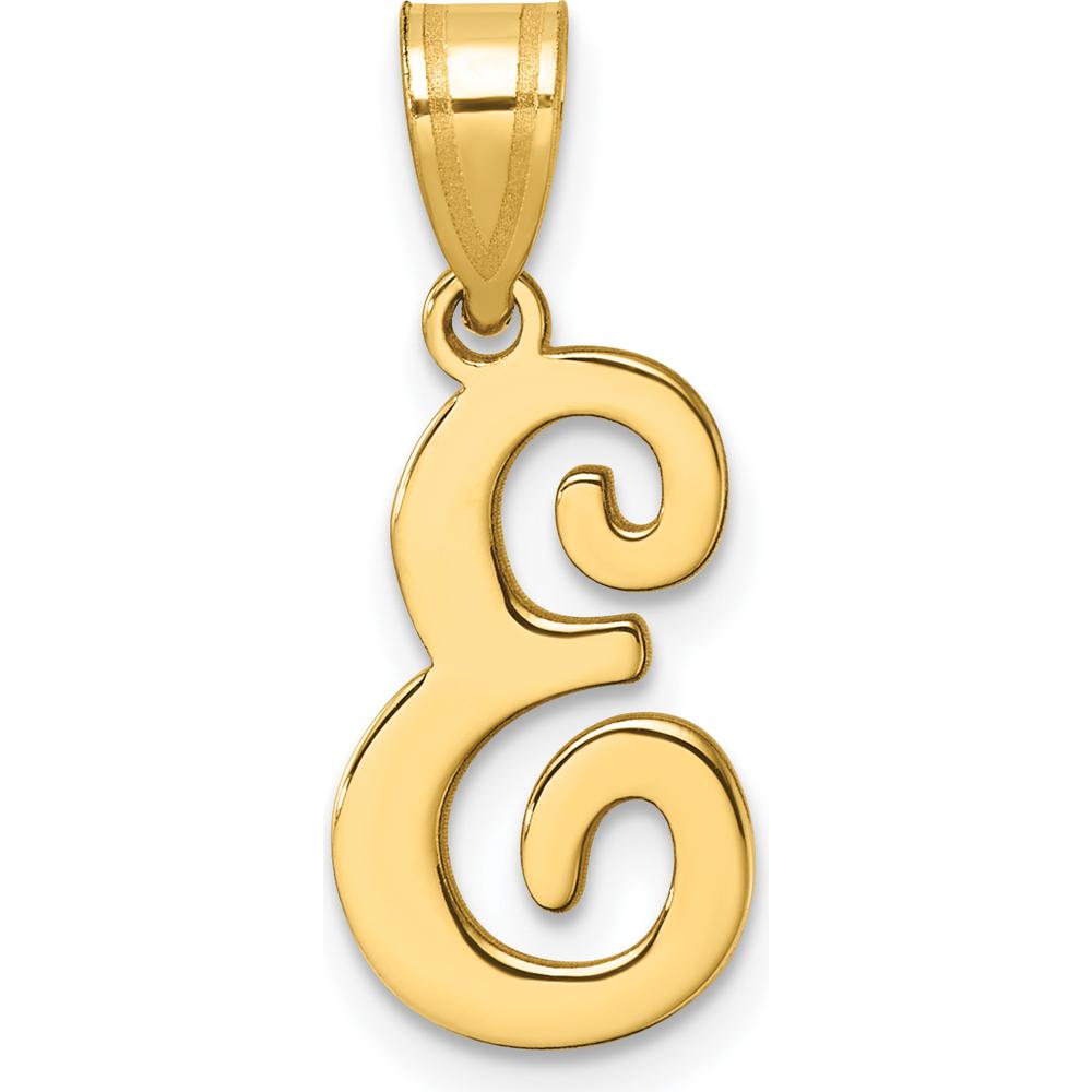 14K Yellow Gold Script Letter E Initial Pendant - Personalized Style for Every Occasion by Oro Pregiato