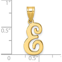 14K Yellow Gold Script Letter E Initial Pendant - Personalized Style for Every Occasion by Oro Pregiato