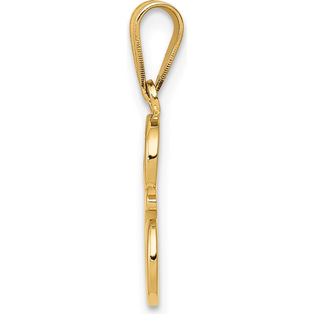 14K Yellow Gold Script Letter E Initial Pendant - Polished Laser-Cut Design by Oro Pregiato