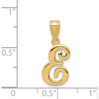 14K Yellow Gold Script Letter E Initial Pendant - Polished Laser-Cut Design by Oro Pregiato