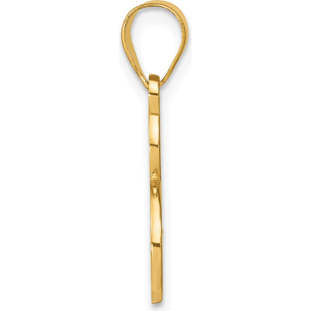 14K Yellow Gold Script Letter E Pendant with Diamond - 0.01 Carat Total Diamond Weight by Oro Pregiato