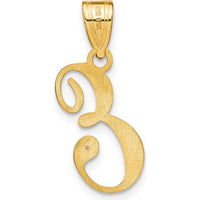 14K Yellow Gold Script Letter E Pendant with Diamond - 0.01 Carat Total Diamond Weight by Oro Pregiato
